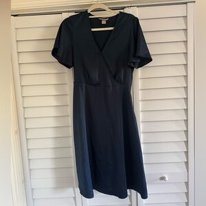 H&M Navy Wrap-Style V-Neck Midi Dress